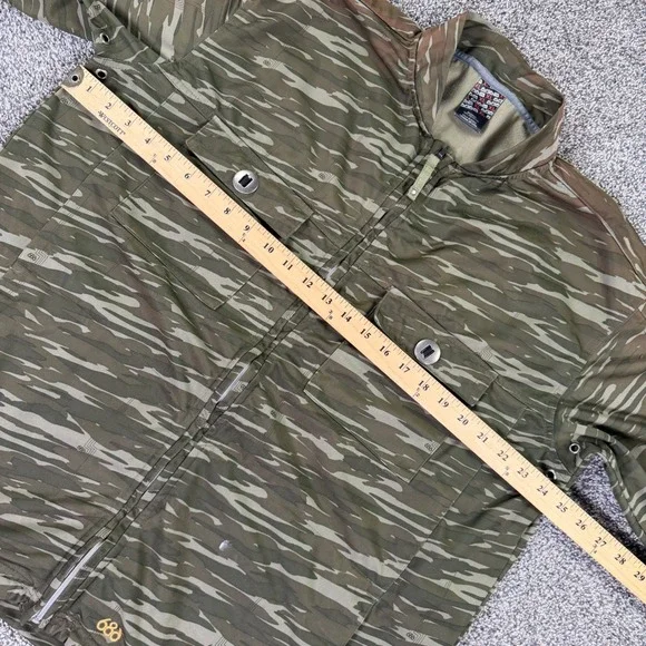 686 Tiger Stripe Camo Full Zip Fleece Jacket Mens XL Green Utility Techwear - Picture 13 of 16